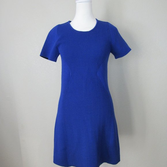 M. Patmos Cobalt Blue Knit Wool Stretch Pullover Dress - Picture 2 of 14